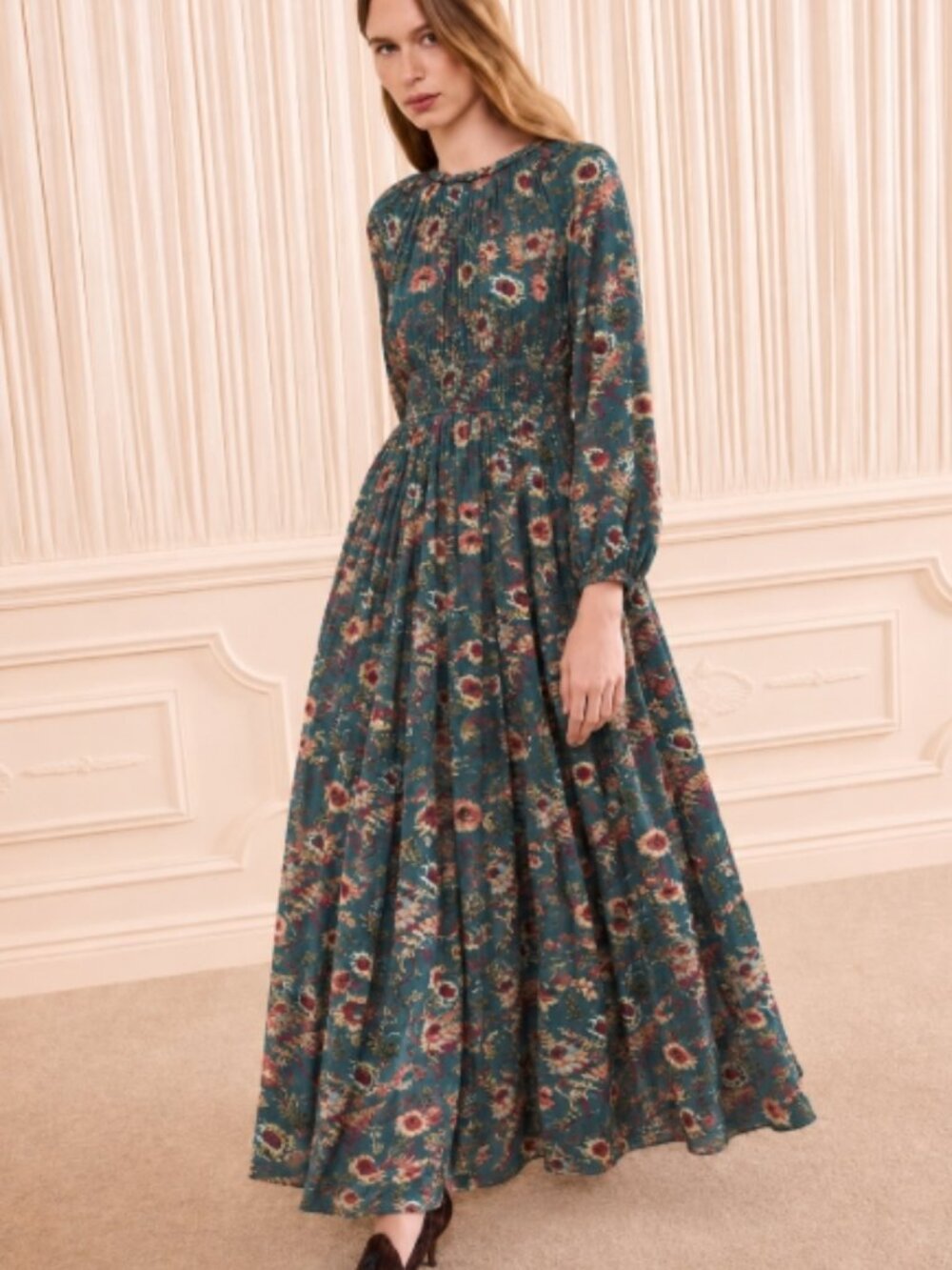 NWOT ULLA JOHNSON Estella Midi Dress in Larkspur Petite $620